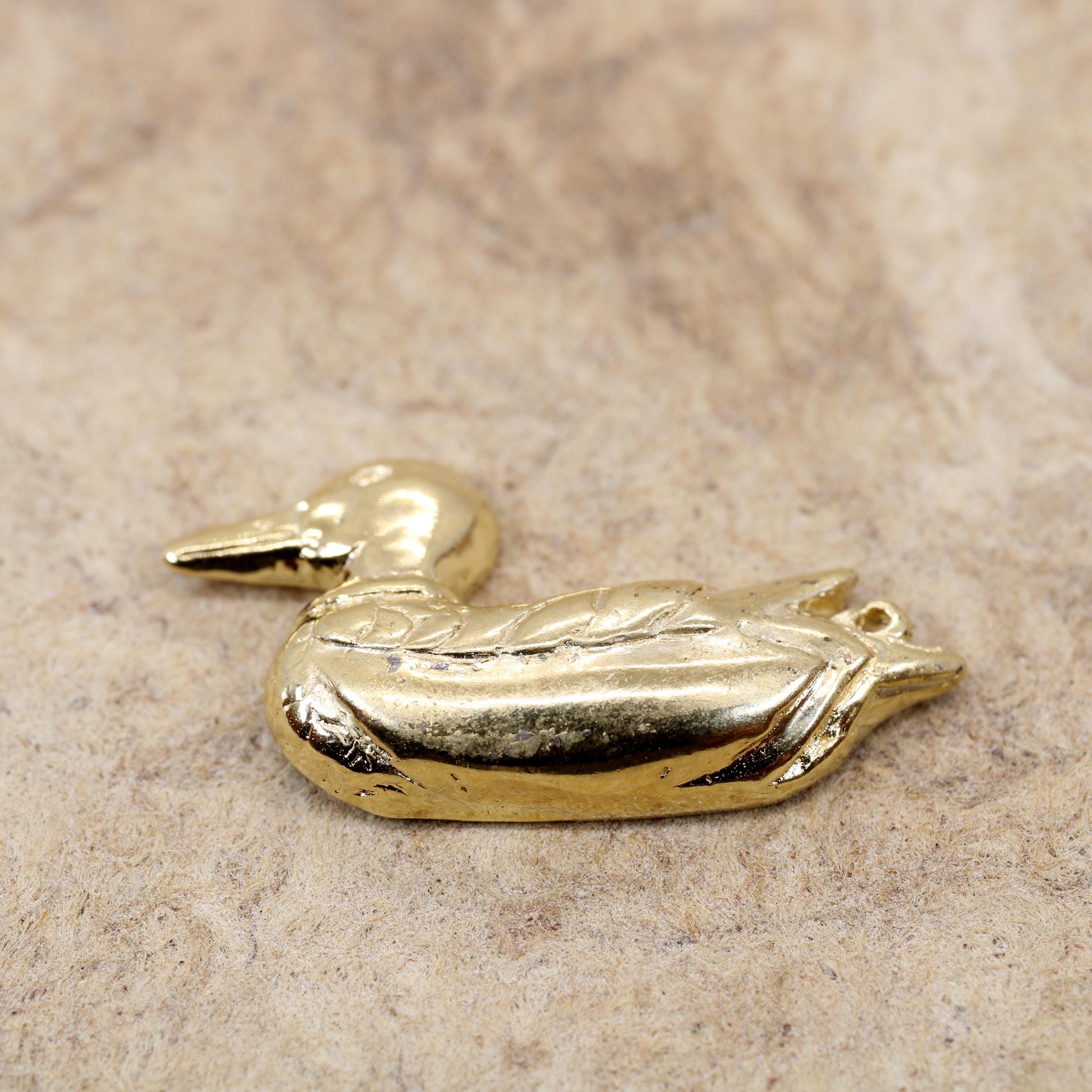Pince à Cravate Vintage Dorée - Motif Canard Colvert, Chasse