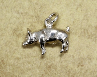 Show Pig Charm for her made in 925 Sterling Silver, gift for pig lover, she likes pig gifts,  sow charm for girl