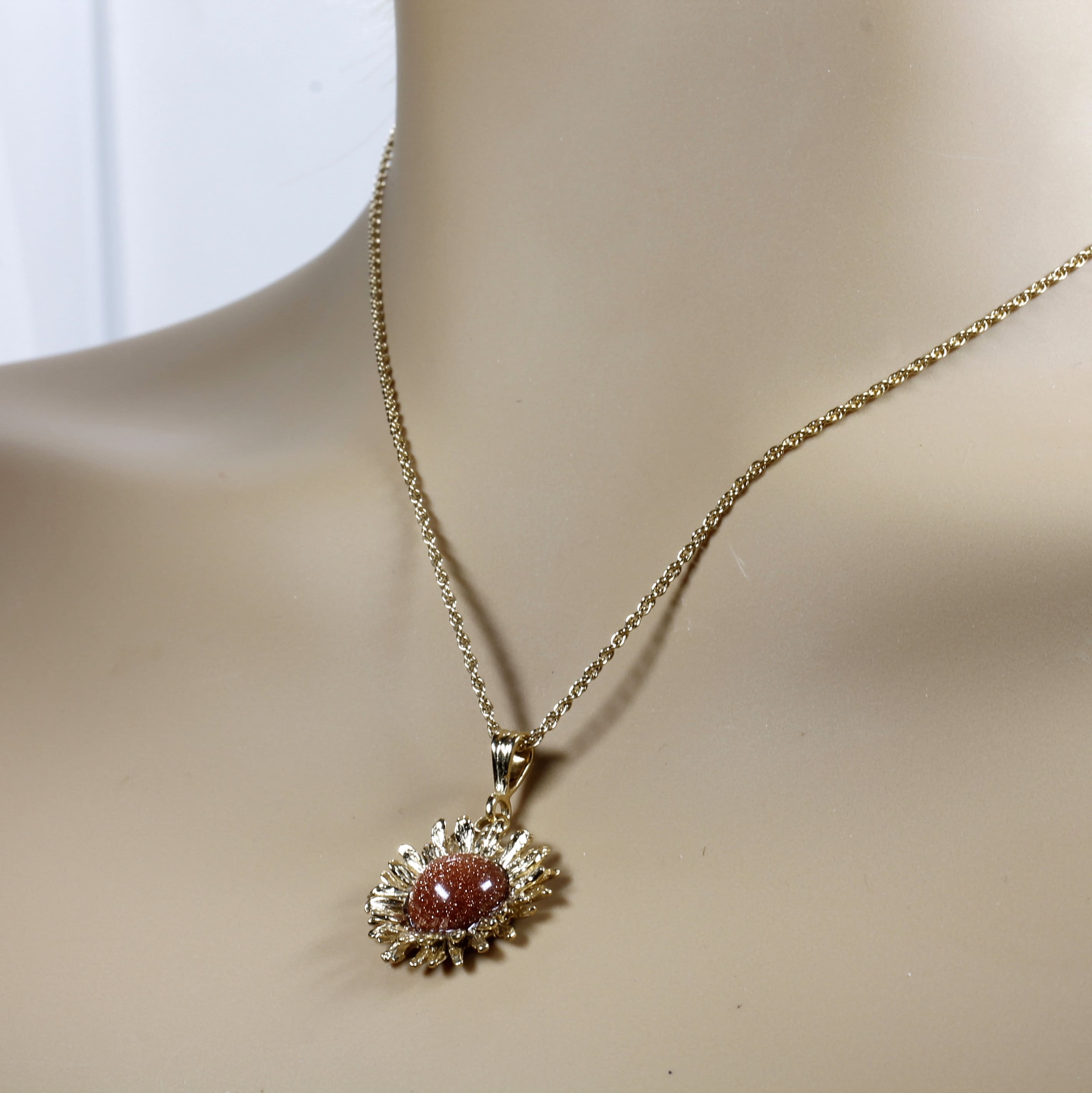 Gold Sunflower Necklace Sunflower Jewelry for her Sunflower Etsy