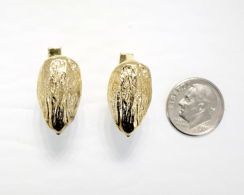 Almond Grower Gift for him California Almond gift for men,Almond Board Gold Almond Cuff Links with Actual Size 14kt Gold Vermeil Almonds