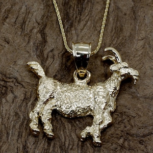 Gold Goat Necklace for her, 14kt Solid Gold Billy Goat Necklace gift for her, gift for goat lover, wild goat necklace