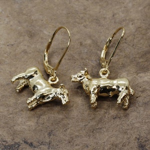 Show Steer Jewelry, 14kt Gold Vermeil Show Steer Earrings,Gift for daughter, Show steer Earrings for her, 4-H FFA gift for her, Cattle Gift