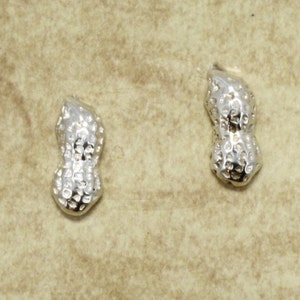 Silver Peanut Earrings, Peanut Stud Earrings in Sterling Silver