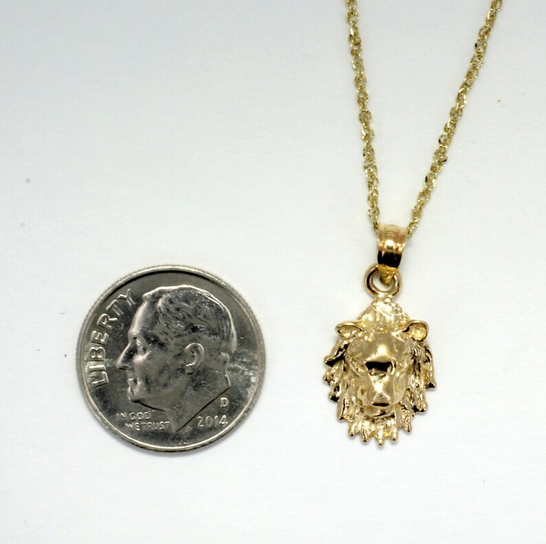 Lion Necklace for Her Lion Gift for Girl 14kt Gold Lion Head Etsy