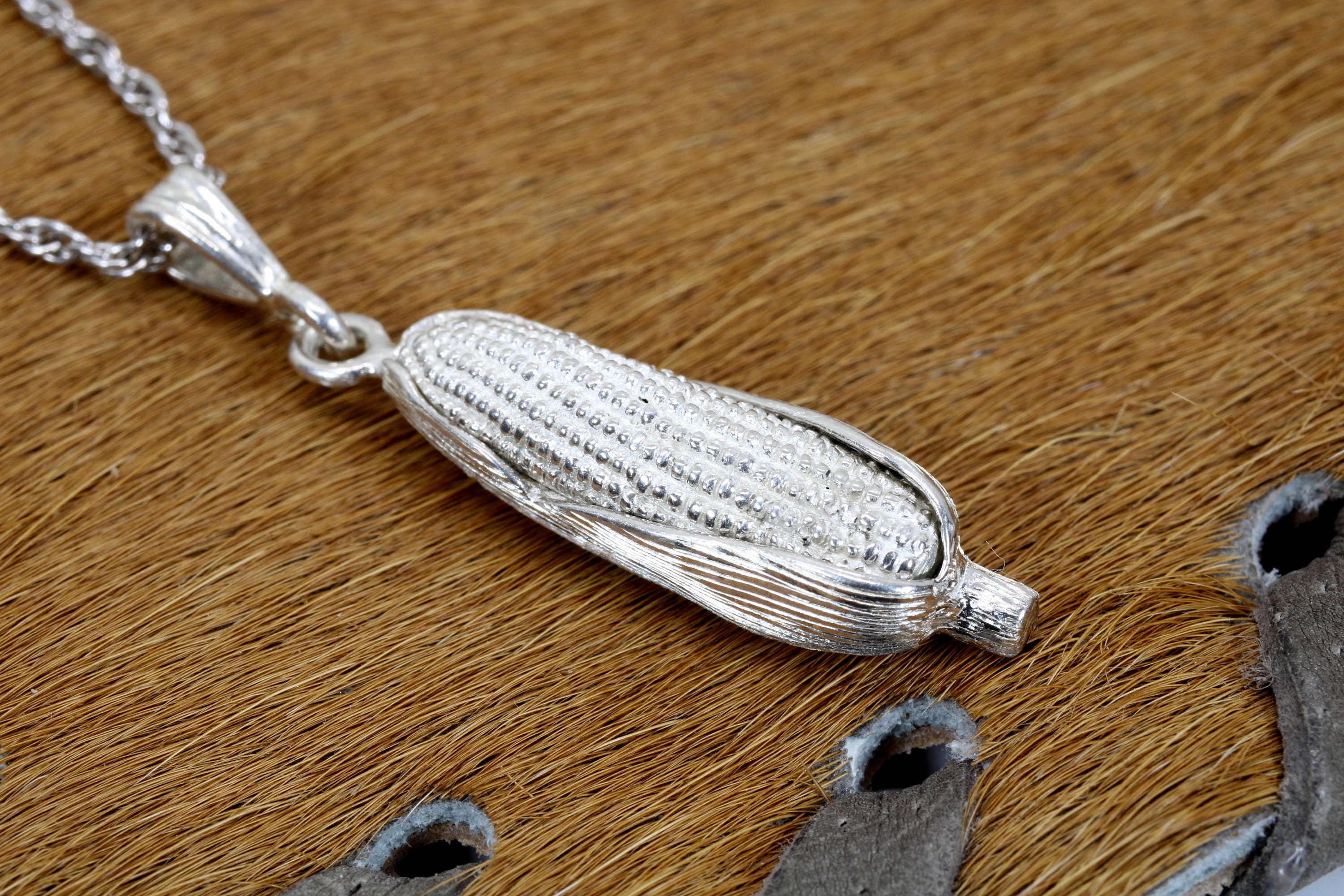 Larger Silver Corn Cob Necklace , 925 Sterling Silver Corn Necklace With 18  Sterling Silver Chain, Corn Grower Gift for Her, Corn Farmer - Etsy