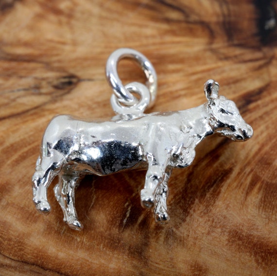 Silver Heifer Charm for Her Charm Bracelet Solid 925 Sterling