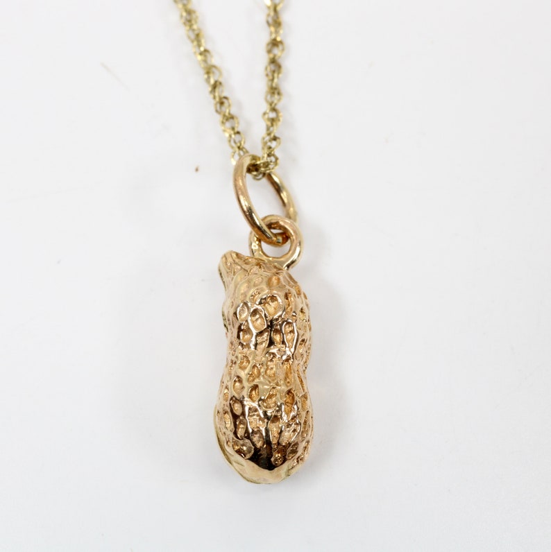 14kt Solid Gold Peanut Necklace in Small Size: Virginia Farm Girl Gift image 3