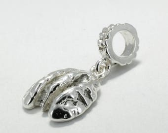 Tiny Pecan Charm, 925 charme de noix de pécan en argent sterling pour bracelet de charme de style modulaire, cadeau de bijoux de noix de pécan pour elle, cadeau d’amant de noix de pécan