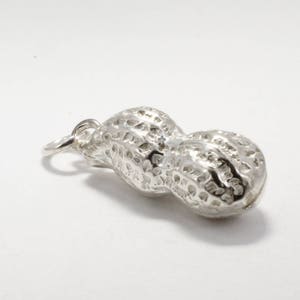 Silver Peanut Charm, Large Sterling Silver Whole Peanut Charm, shell charm, Charm for new mom, Gift for her if you call her little peanut