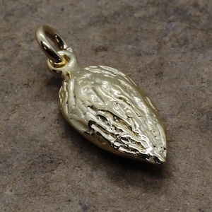 Gold Almond Charm, 14kt Yellow Gold Vermeil Almond Charm for Almond Lover, Almond Grower gift for her charm bracelet, Almond Milk or Pie