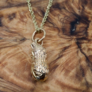 14kt Solid Gold Peanut Necklace in Small Size: Virginia Farm Girl Gift image 2