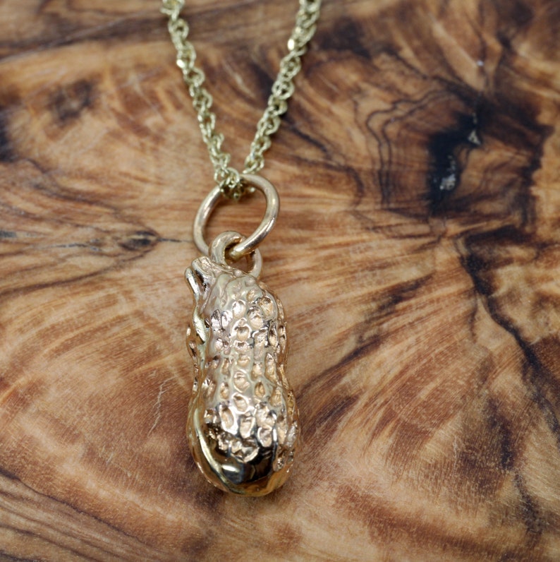 14kt Solid Gold Peanut Necklace in Small Size: Virginia Farm Girl Gift image 2