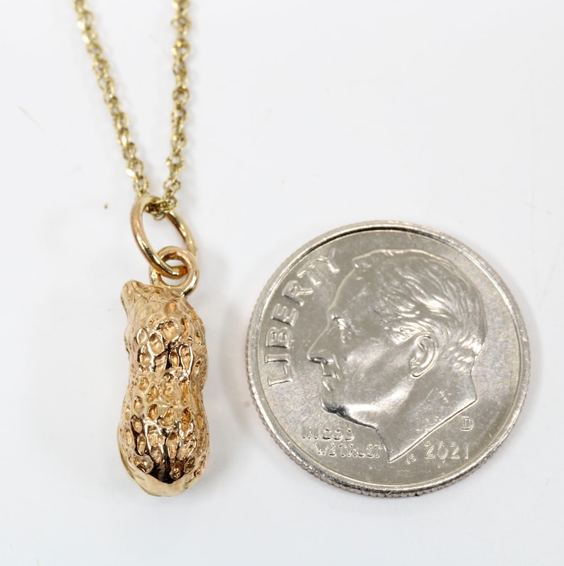 14kt Solid Gold Peanut Necklace in Small Size: Virginia Farm Girl Gift image 8