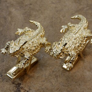 Gemelli lucertola cornuta d&#39;oro, gemelli rospo cornuto per uomo, regalo rospo corneo del Texas per lui, regalo animale del deserto del sud-ovest per lui
