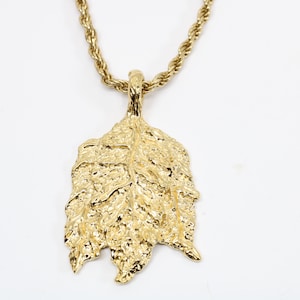 Gold Tobacco Leaf Necklace with 14kt Gold Vermeil Tobacco Charm, Flue Cured Tobacco Leaves , Tobacco Grower gift for him
