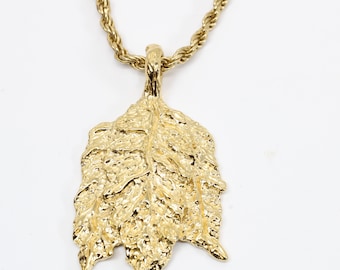 Gold Tobacco Leaf Necklace with 14kt Gold Vermeil Tobacco Charm, Flue Cured Tobacco Leaves , Tobacco Grower gift for him