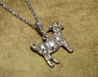 Goat Jewelry, Large Boer Goat Necklace on 18" chain in Sterling Silver, Goat lover stock show gift for girl