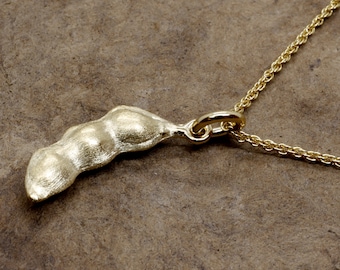 Gold Vermeil Soybean Necklace: Grower Farmer Gift All Precious Metals