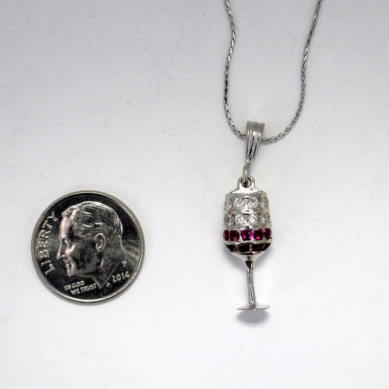 WIne Jewelry Wine Glass Necklace 14kt. White Gold Red Wine Etsy
