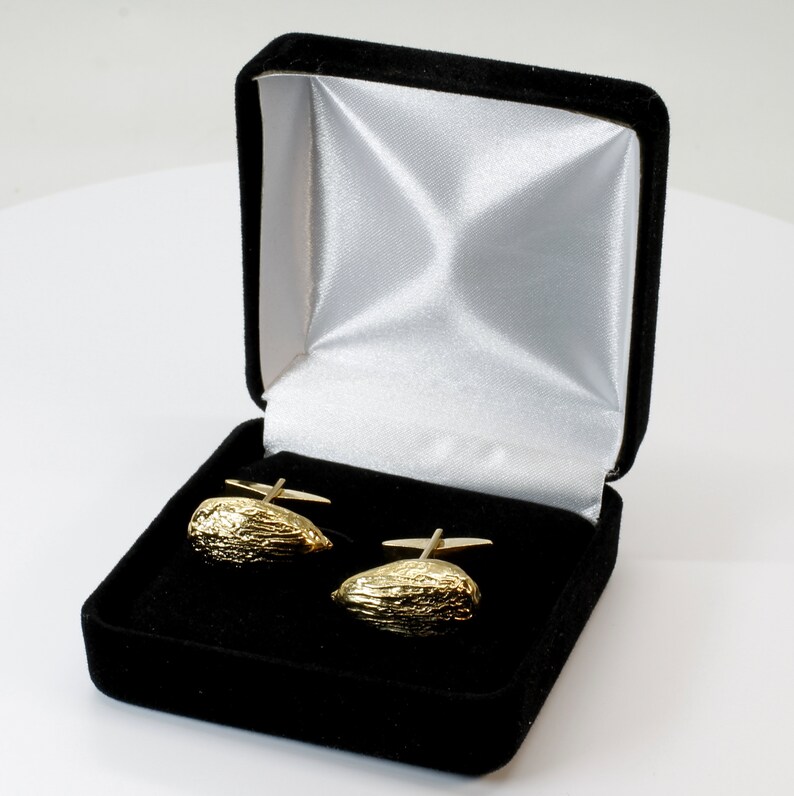Almond Grower Gift for him California Almond gift for men,Almond Board Gold Almond Cuff Links with Actual Size 14kt Gold Vermeil Almonds