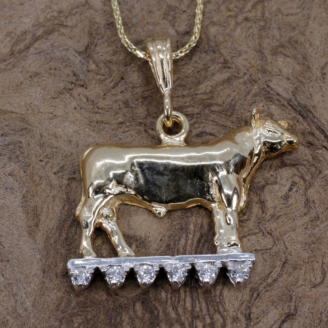 Cattle Rancher Gift for Her Gold Bull Necklace for Wife Etsy