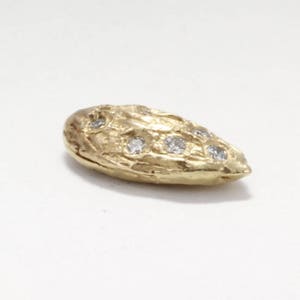 Mens Almond Jewelry, Almond Tie Tack or Lapel pin, Small 14kt Gold Almond with diamonds, gift for husband who is a almond grower, california