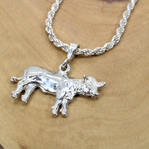 Large Prize Charolais Cow Necklace for Him or Her in 925 Sterling Silver, Cattle Rancher gift for man or woman, Hereford Cow Gift.