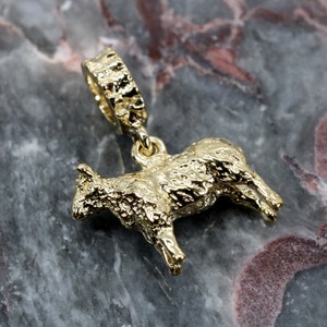 Gold Sheep Slide Charm For Her Slide Bracelet, 14kt Gold Vermeil Sheep, Little girl gift for her, Lamb Ewe for girl, Farmgirl Rancher