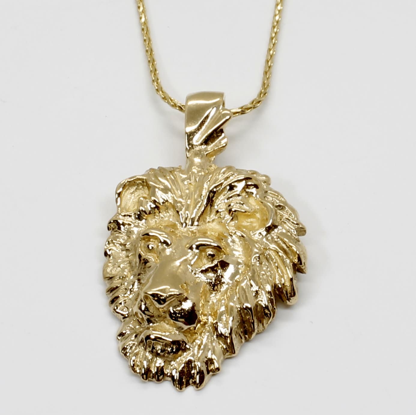 Gold Lion Necklace for her Large 14kt Gold Lion Head Necklace Etsy