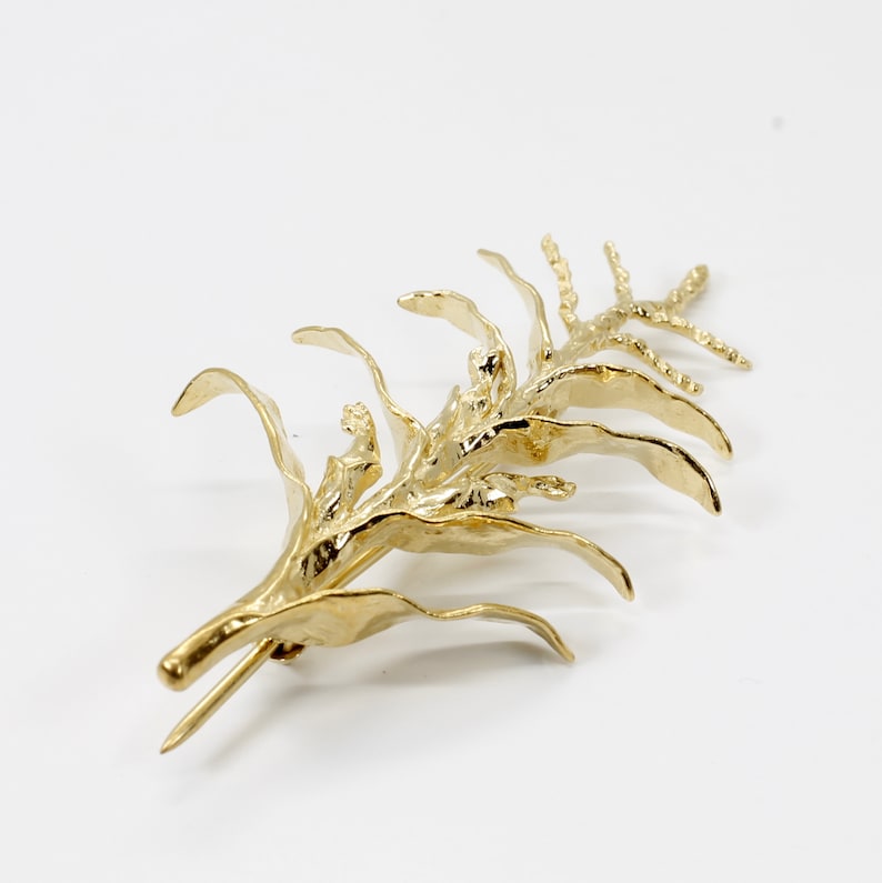 Gold Corn Brooch with 14kt Gold Vermeil Tall Corn Stalk Brooch or Pin Unique corn farmer gift for wife special corn farmer gift for her