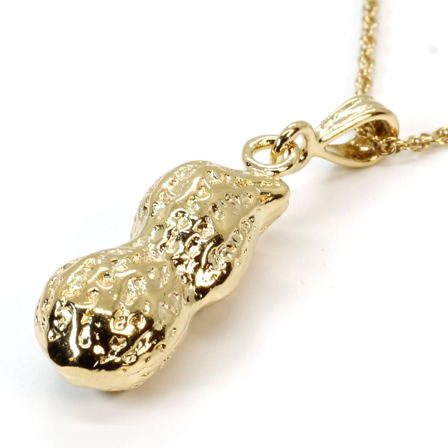 Large Whole Peanut Necklace made in 14kt VermeilGold peanut Etsy