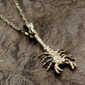 14kt Gold Stinging Scorpion Necklace, Gold Scorpion necklace for her, Scary insect necklace gift, scorpio gift for her