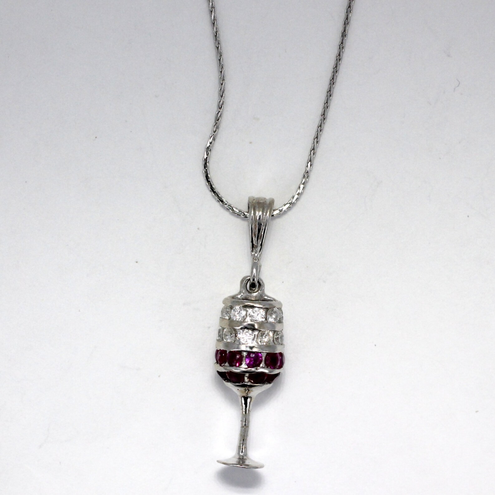 Wine Jewelry Wine Glass Necklace 14kt. White Gold Red Wine Etsy