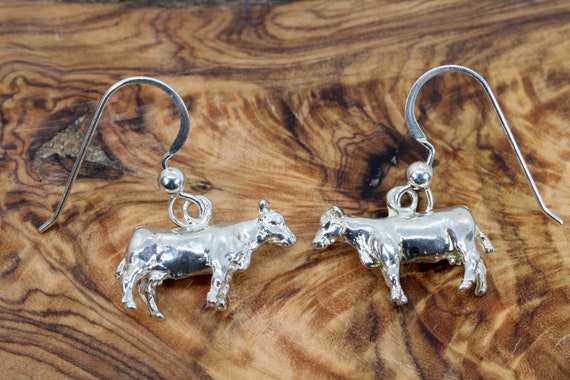 Sterling silver shop cow earrings