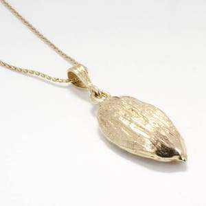 Gold Almond Necklace for her, Actual Size 14kt Gold Almond, gift for California Almond Grower, almond grower gift for her,