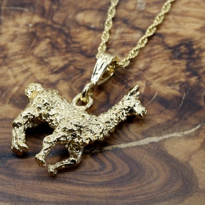 Large Gold Alpaca Necklace, 14kt Gold Vermeil Alpaca gift for her, Highly Detailed Lifelike Alpaca , gift for Alpaca  lover or rancher,