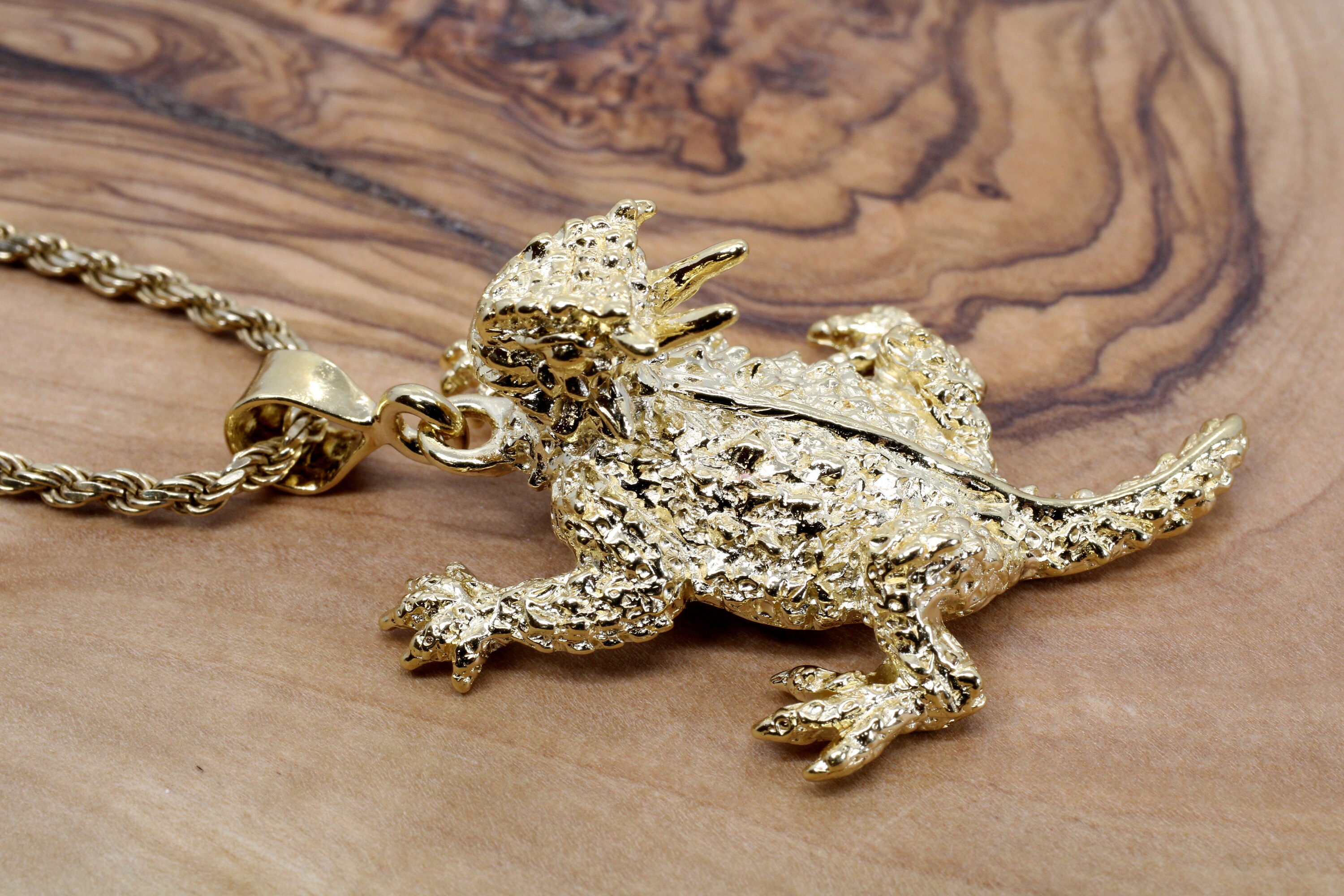 Gold Horned Frog Necklace Large Size 14kt Gold Vermeil Horned Etsy