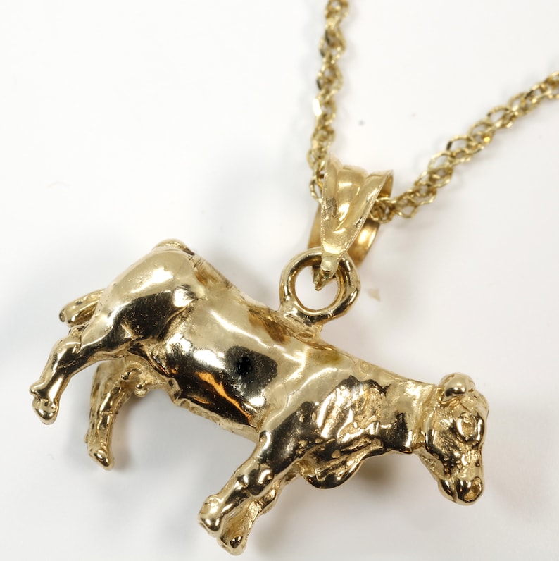 14kt Gold Cow Necklace on 18 chaindairy farmer gift for Etsy