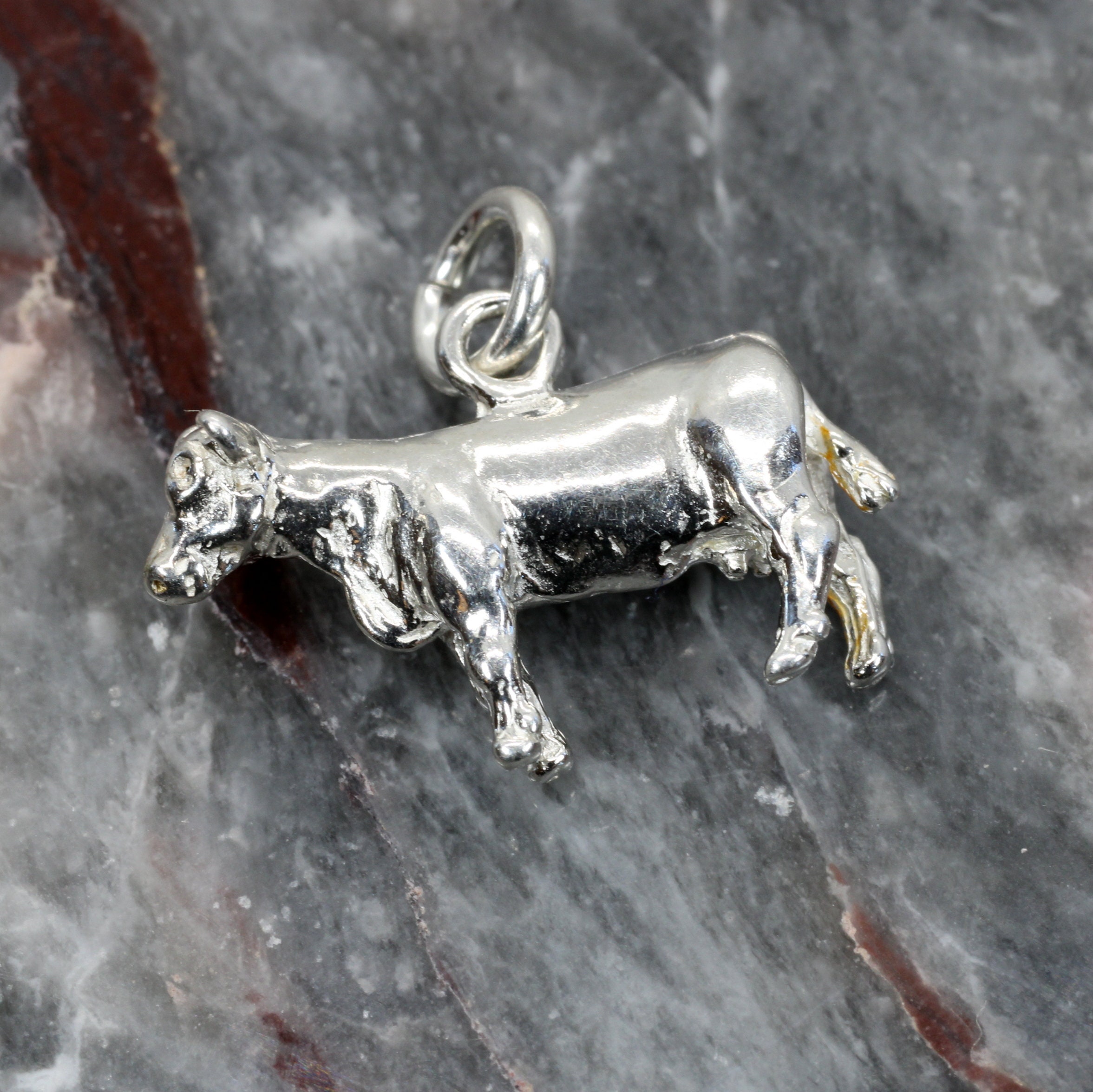 Silver Beef Cow Charm Made in 925 Sterling Silver for Her Bracelet