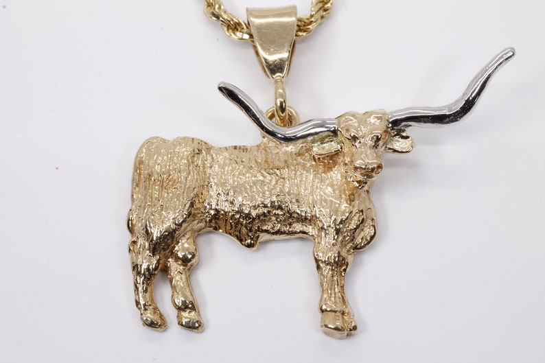 Texas Longhorn Gift for him Giant Gold Longhorn Necklace for Etsy