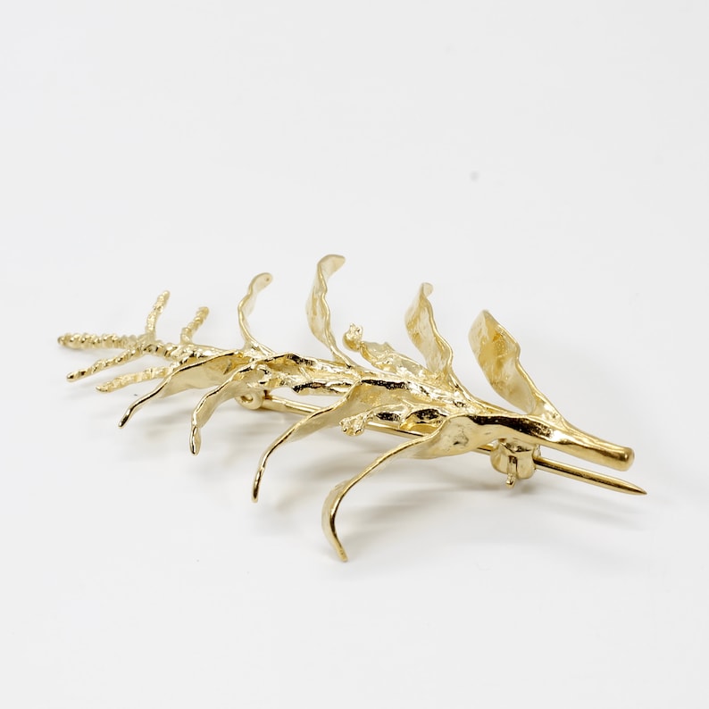 Gold Corn Brooch with 14kt Gold Vermeil Tall Corn Stalk Brooch or Pin Unique corn farmer gift for wife special corn farmer gift for her
