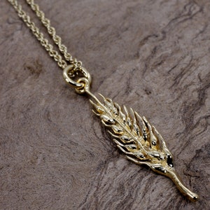 Gold Wheat Head Necklace gift for her made in 14kt gold vermeil, wheat association gift , barley jewelry necklace for wife or daughter