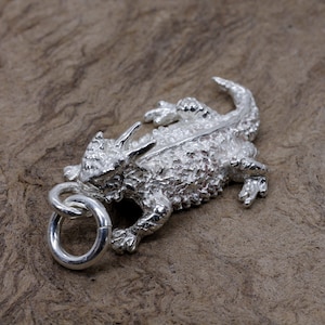 Texas Horn Frosch Charm für Bettelarmband, 925 Sterling Silber Kröte Eidechse Charm für sie