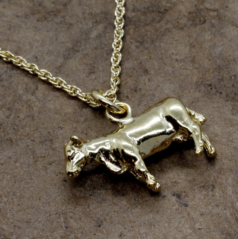 Gold Cow Necklace for Her 14kt Gold Vermeil Cow Necklace Etsy