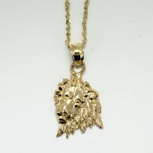 Gold Lion Necklace ,Lion Lover gift for her, 14kt Gold Lion Head Pendant on 18&quot; Chain, Facing Left