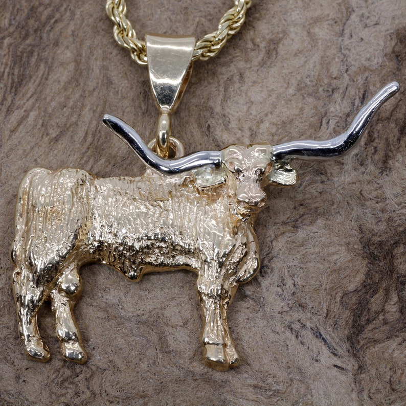 Texas Longhorn Gift for him Giant Gold Longhorn Necklace for Etsy