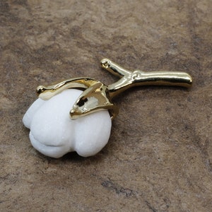 Cotton Anniversary Gift for him,Romantic gift for boyfriend,Gold Vermeil Handmade Cotton Boll Tie Tack,Gift for Dad,Second Anniversary gift image 9