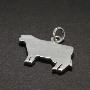 Dairy Milk Cow Charm for Rancher or Dairy,  925 Sterling Silver Flat Polished Dairy Cow Charm,Dairy Cow Charm for girl,Catle Ranching