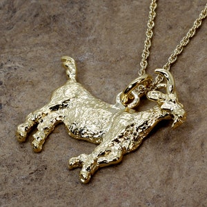 Large Gold Billy Goat Necklace in a 14kt Gold Vermeil Billy Goat, Necklace gift for him or her,Goat lover gift , wild mountain goat necklace