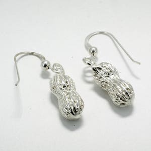 Silver Peanut Dangle Earrings for her,Medium Size 925 Sterling Silver Peanut Earrings,Gift for Mom, New baby giftfor her.  Gift mom Gift